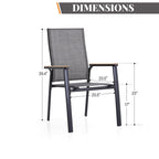 Ensemble de salle à manger de patio 5 pièces MAISON ARTS, 4 chaises empilables en aluminium et 1 table en métal - Noir
