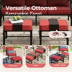 Ensemble de salon de jardin MAISON ARTS 6/7 pièces, canapé avec 2/4 chaises simples, 1 canapé 3 places et table basse/poufs