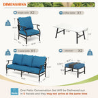 Ensemble de salon de jardin MAISON ARTS 6/7 pièces, canapé avec 2/4 chaises simples, 1 canapé 3 places et table basse/poufs
