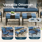 Ensemble de salon de jardin MAISON ARTS 6/7 pièces, canapé avec 2/4 chaises simples, 1 canapé 3 places et table basse/poufs