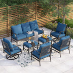Ensemble de salon de jardin MAISON ARTS 6/7 pièces, canapé avec 2/4 chaises simples, 1 canapé 3 places et table basse/poufs