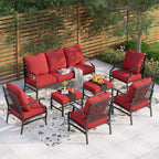 Ensemble de salon de jardin MAISON ARTS 6/7 pièces, canapé avec 2/4 chaises simples, 1 canapé 3 places et table basse/poufs
