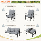 Ensemble de salon de jardin MAISON ARTS 6/7 pièces, canapé avec 2/4 chaises simples, 1 canapé 3 places et table basse/poufs