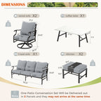 Ensemble de salon de jardin MAISON ARTS 6/7 pièces, canapé avec 2/4 chaises simples, 1 canapé 3 places et table basse/poufs