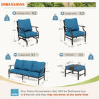 Ensemble de salon de jardin MAISON ARTS 6/7 pièces, canapé avec 2/4 chaises simples, 1 canapé 3 places et table basse/poufs