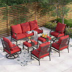Ensemble de salon de jardin MAISON ARTS 6/7 pièces, canapé avec 2/4 chaises simples, 1 canapé 3 places et table basse/poufs
