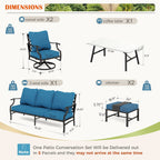 Ensemble de salon de jardin MAISON ARTS 6/7 pièces, canapé avec 2/4 chaises simples, 1 canapé 3 places et table basse/poufs