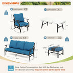 Ensemble de salon de jardin MAISON ARTS 6/7 pièces, canapé avec 2/4 chaises simples, 1 canapé 3 places et table basse/poufs