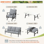 Ensemble de salon de jardin MAISON ARTS 6/7 pièces, canapé avec 2/4 chaises simples, 1 canapé 3 places et table basse/poufs