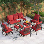 Ensemble de salon de jardin MAISON ARTS 6/7 pièces, canapé avec 2/4 chaises simples, 1 canapé 3 places et table basse/poufs