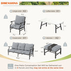 Ensemble de salon de jardin MAISON ARTS 6/7 pièces, canapé avec 2/4 chaises simples, 1 canapé 3 places et table basse/poufs