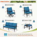 Ensemble de salon de jardin MAISON ARTS 6/7 pièces, canapé avec 2/4 chaises simples, 1 canapé 3 places et table basse/poufs