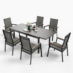 Ensemble de salle à manger d'extérieur MAISON ARTS 7/9 pièces, 1 table extensible en métal et 6/8 chaises en textilène