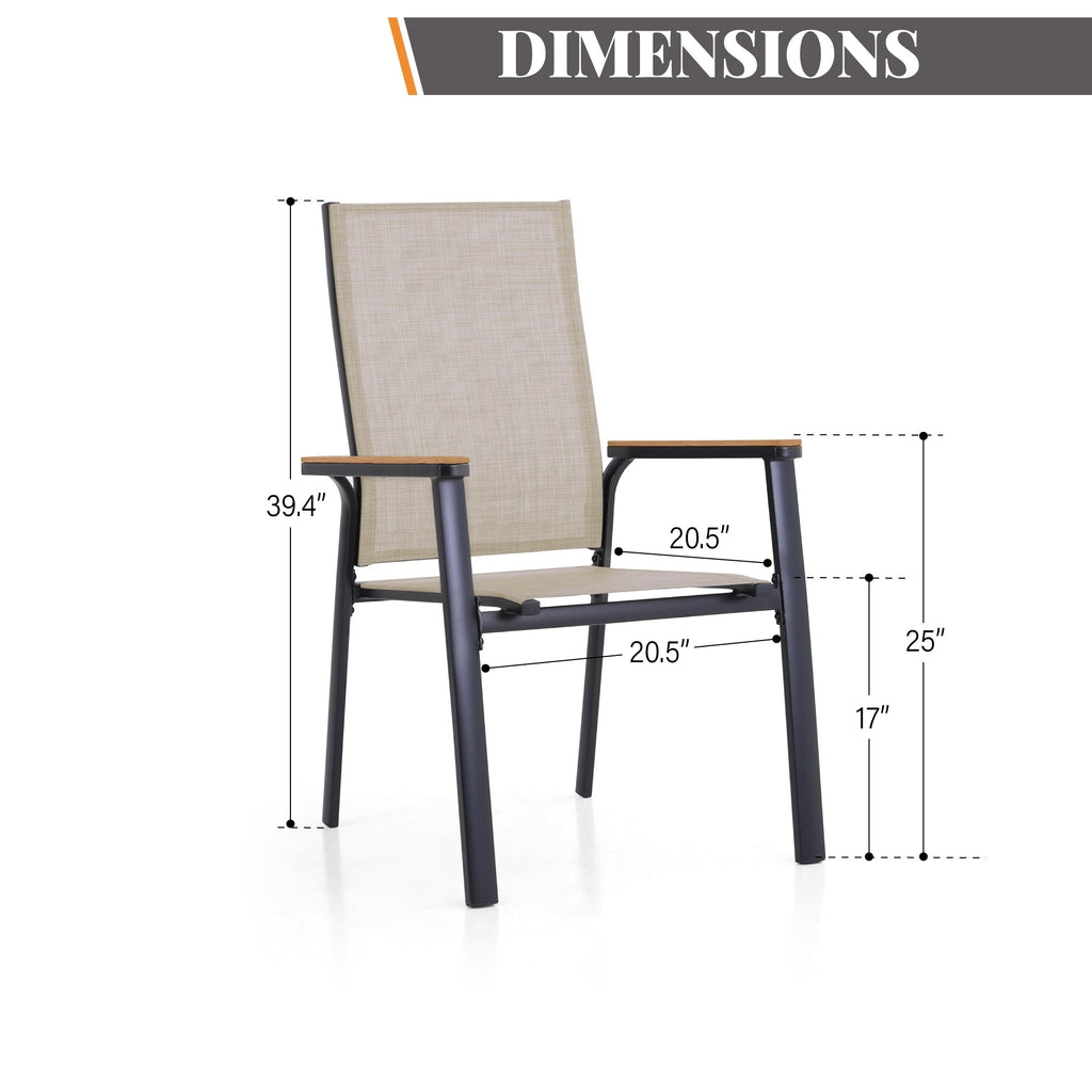 Ensemble de salle à manger d'extérieur MAISON ARTS 7/9 pièces, 1 table extensible en métal et 6/8 chaises en textilène