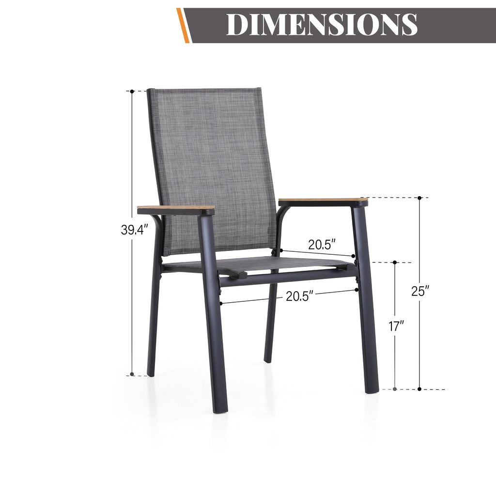 Ensemble de salle à manger d'extérieur MAISON ARTS 7/9 pièces, 1 table extensible en métal et 6/8 chaises en textilène