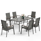 Ensemble de salle à manger d'extérieur MAISON ARTS 7/9 pièces, 1 table extensible en métal et 6/8 chaises en textilène