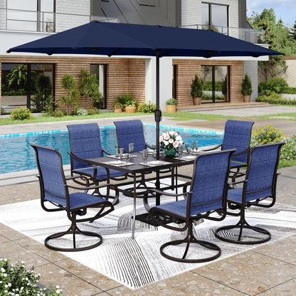 Ensemble de salle à manger de patio 8 pièces MAISON ARTS avec parasol de 13 pieds