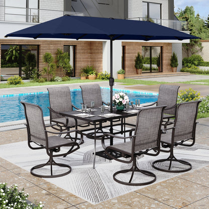 Ensemble de salle à manger de patio 8 pièces MAISON ARTS avec parasol de 13 pieds