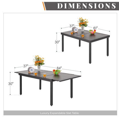 Ensemble de salle à manger de patio 9 pièces MAISON ARTS avec revêtement électronique, 8 chaises empilables et 1 table extensible en métal