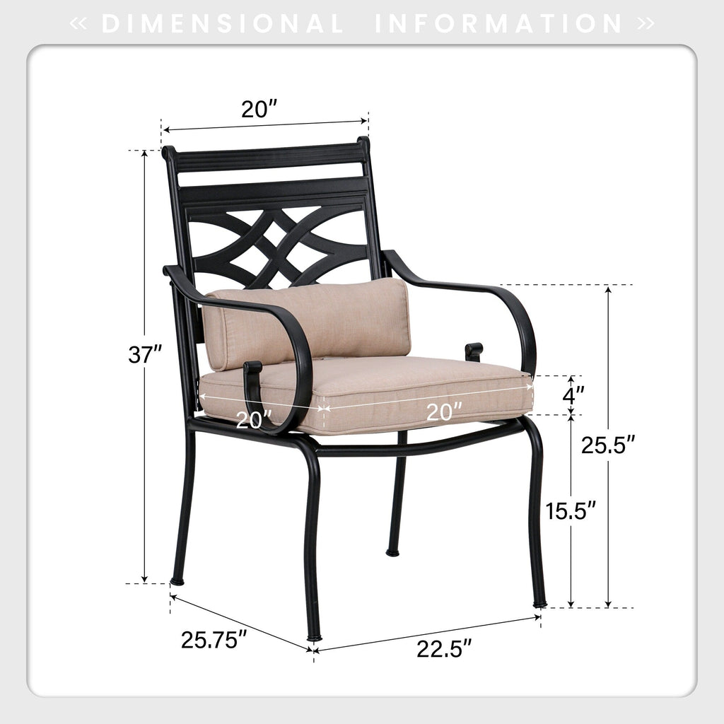 Ensemble de salle à manger d'extérieur 9 pièces MAISON ARTS pour 8 personnes, table à manger carrée en métal et chaises en acier avec coussin