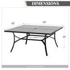 Ensemble de salle à manger d'extérieur 9 pièces MAISON ARTS pour 8 personnes, table à manger carrée en métal et chaises en acier avec coussin