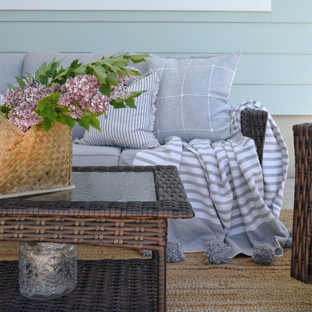MAISON ARTS Ensemble de canapé de patio extra-large en osier avec table basse, siège surdimensionné avec coussin rembourré de 5,5 pouces d'épaisseur