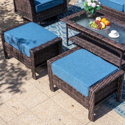MAISON ARTS Ensemble de canapé de patio extra-large en osier avec table basse, siège surdimensionné avec coussin rembourré de 5,5 pouces d'épaisseur