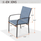 Ensemble de salle à manger de patio MAISON ARTS 7 pièces avec 1 table rectangulaire en métal et 6 chaises en textilène