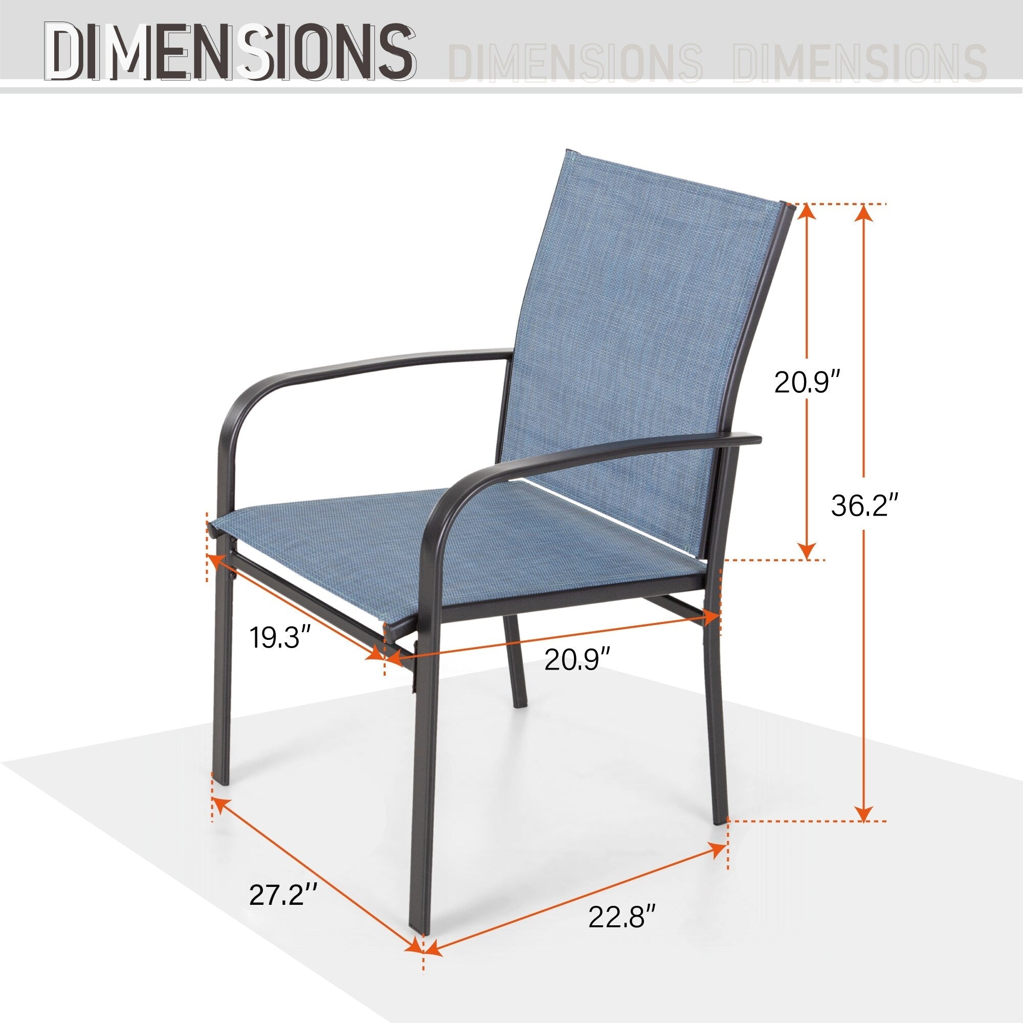Ensemble de salle à manger de patio MAISON ARTS 7 pièces avec 1 table rectangulaire en métal et 6 chaises en textilène
