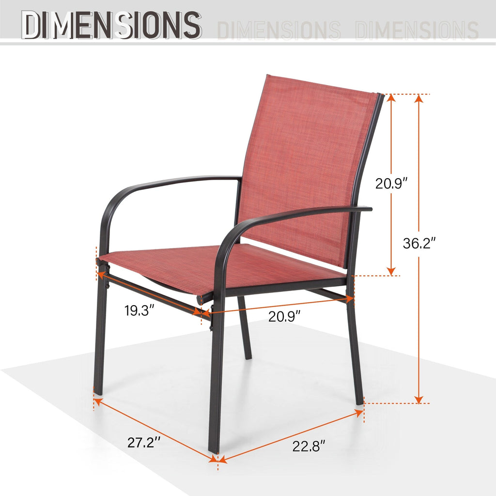 Ensemble de salle à manger de patio MAISON ARTS 7 pièces avec 1 table rectangulaire en métal et 6 chaises en textilène