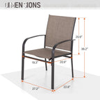 Ensemble de salle à manger de patio MAISON ARTS 7 pièces avec 1 table rectangulaire en métal et 6 chaises en textilène