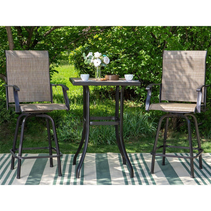 Ensemble de 3 tabourets de bar pivotants et table bistro d'extérieur MAISON?ARTS
