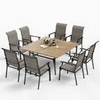 Ensemble de salle à manger de patio MAISON?ARTS 9 pièces, table carrée en métal de 60 pouces et chaises berçantes en toile