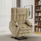 Fauteuil inclinable électrique à double moteur MCombo avec massage et chauffage pour personnes de grande taille, tissu R7891 (grand-large)