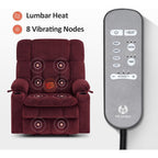 Fauteuil inclinable électrique à double moteur MCombo avec massage et chauffage pour personnes de grande taille, tissu R7891 (grand-large)