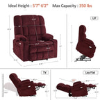 Fauteuil inclinable électrique à double moteur MCombo avec massage et chauffage pour personnes de grande taille, tissu R7891 (grand-large)