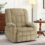 Fauteuil inclinable électrique à double moteur MCombo avec massage et chauffage pour personnes de grande taille, tissu R7891 (grand-large)