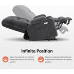 Fauteuil inclinable électrique à double moteur MCombo avec massage et chauffage pour personnes de grande taille, tissu R7891 (grand-large)