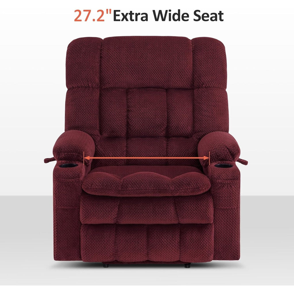 Fauteuil inclinable électrique à double moteur MCombo avec massage et chauffage pour personnes de grande taille, tissu R7891 (grand-large)