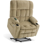 Fauteuil inclinable électrique à double moteur MCombo avec massage et chauffage pour personnes de grande taille, tissu R7891 (grand-large)