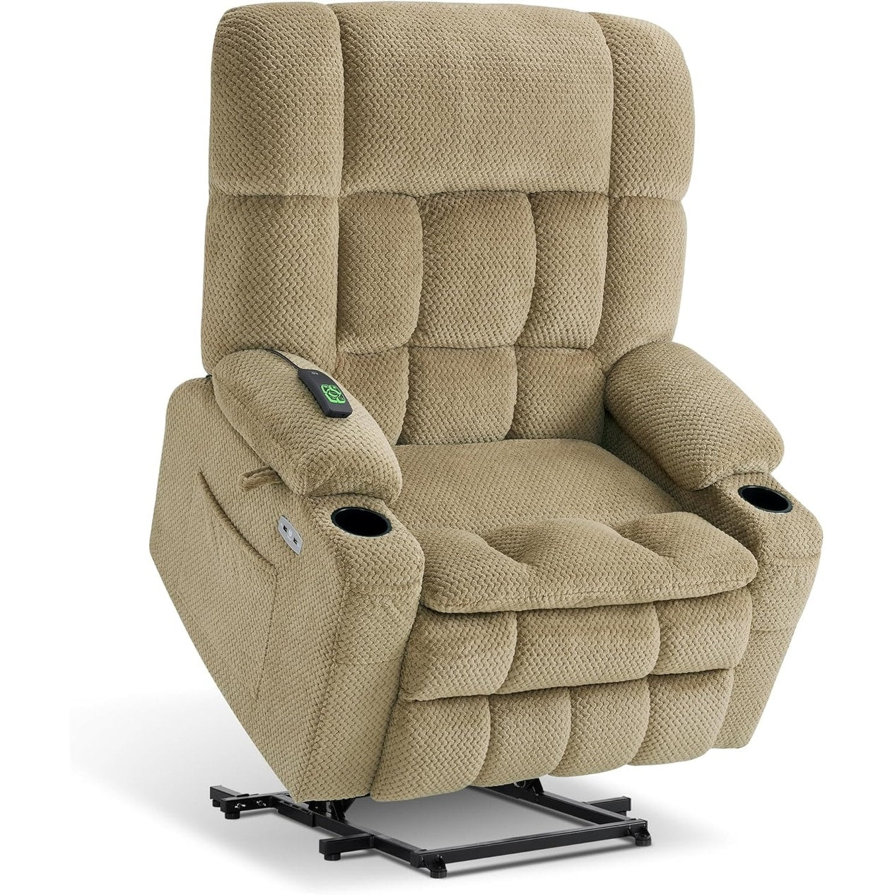 Fauteuil inclinable électrique à double moteur MCombo avec massage et chauffage pour personnes de grande taille, tissu R7891 (grand-large)