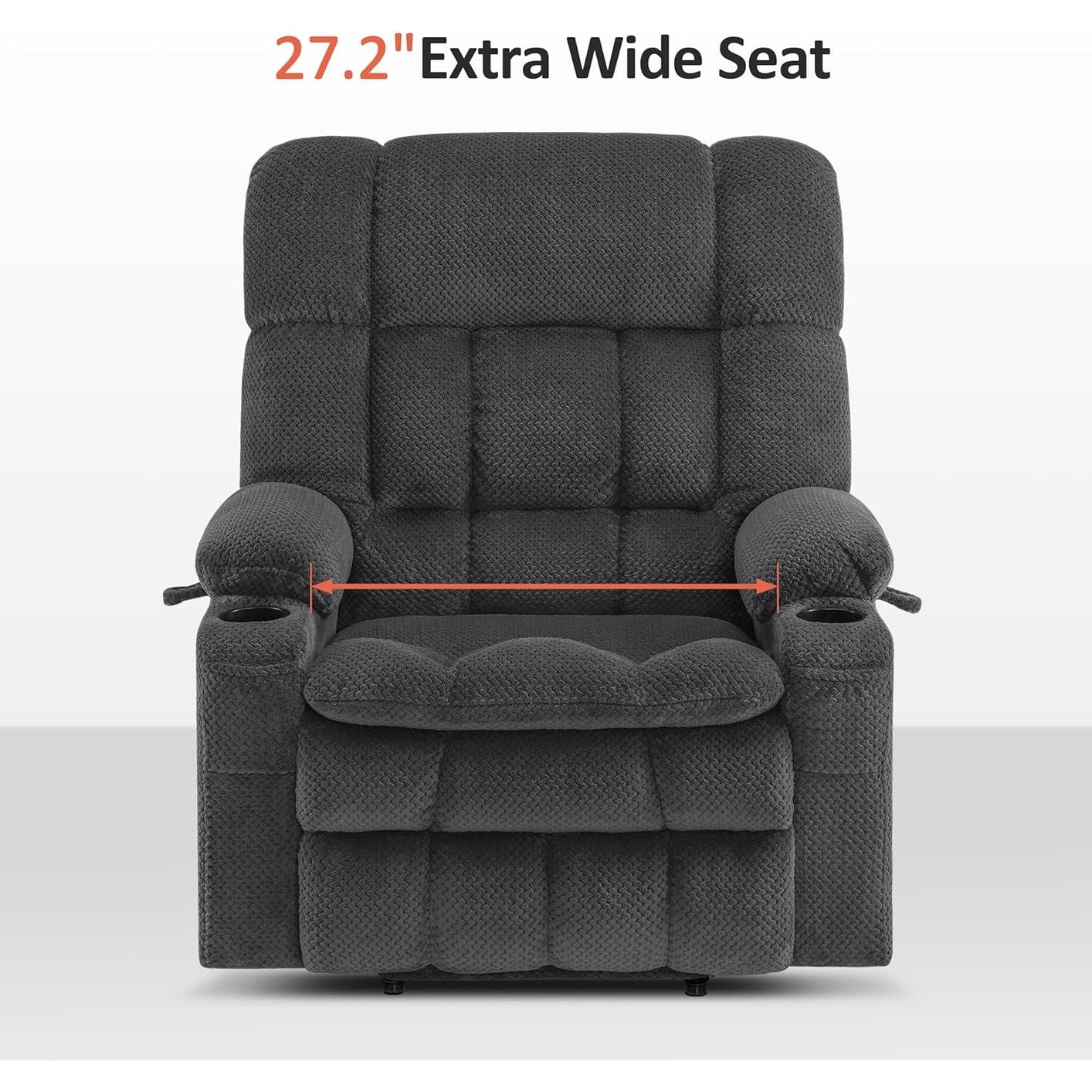 Fauteuil inclinable électrique à double moteur MCombo avec massage et chauffage pour personnes de grande taille, tissu R7891 (grand-large)
