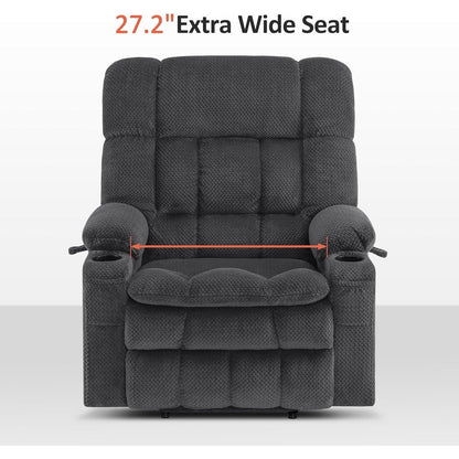 Fauteuil inclinable électrique à double moteur MCombo avec massage et chauffage pour personnes de grande taille, tissu R7891 (grand-large)