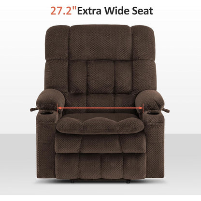 Fauteuil inclinable électrique à double moteur MCombo avec massage et chauffage pour personnes de grande taille, tissu R7891 (grand-large)