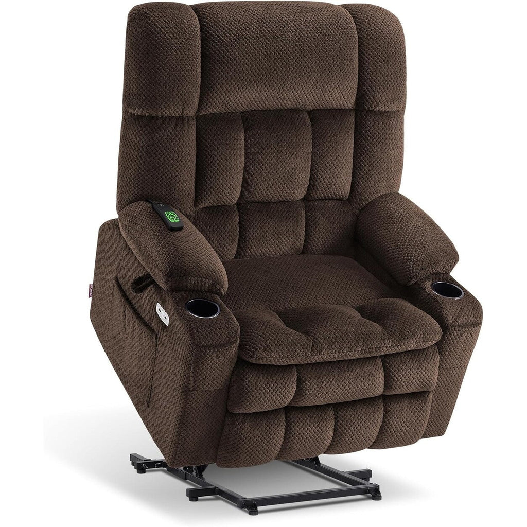 Fauteuil inclinable électrique à double moteur MCombo avec massage et chauffage pour personnes de grande taille, tissu R7891 (grand-large)