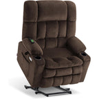 Fauteuil inclinable électrique à double moteur MCombo avec massage et chauffage pour personnes de grande taille, tissu R7891 (grand-large)