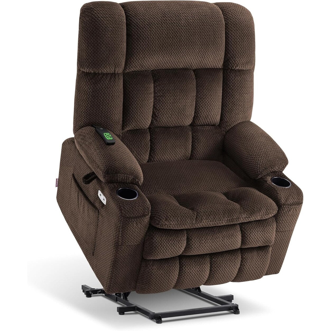 Fauteuil inclinable électrique à double moteur MCombo avec massage et chauffage pour personnes de grande taille, tissu R7891 (grand-large)