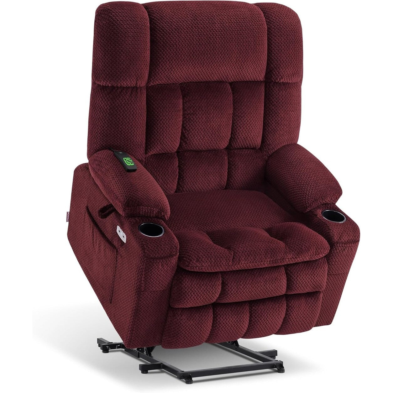 Fauteuil inclinable électrique à double moteur MCombo avec massage et chauffage pour personnes de grande taille, tissu R7891 (grand-large)