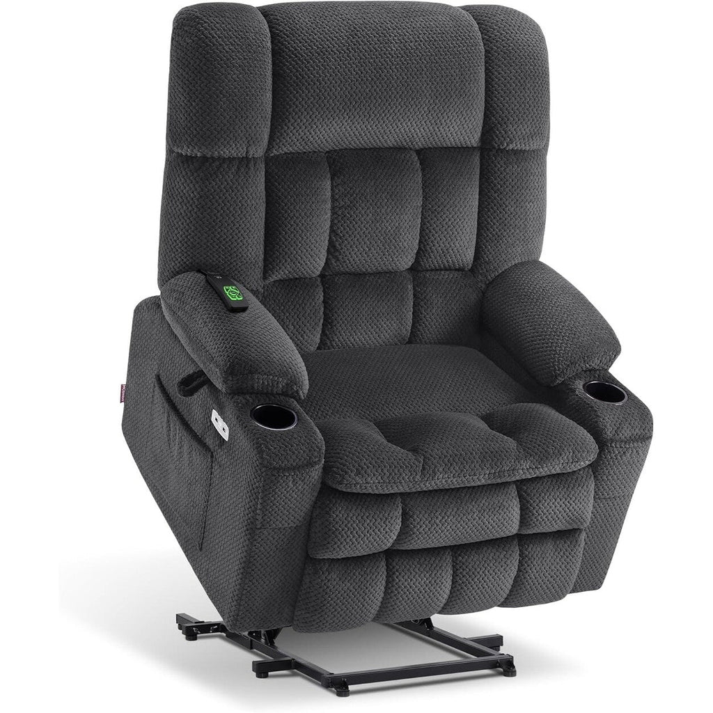 Fauteuil inclinable électrique à double moteur MCombo avec massage et chauffage pour personnes de grande taille, tissu R7891 (grand-large)