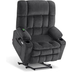 Fauteuil inclinable électrique à double moteur MCombo avec massage et chauffage pour personnes de grande taille, tissu R7891 (grand-large)